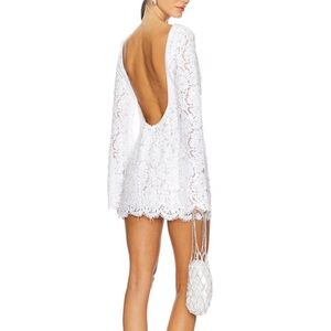 Lovers + Friends Logan White Sheath Dress with Plunge Neckline White
